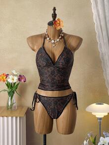 EMERY ROSE Conjunto de bikini a cuadros de cereza dulce - Multicolor - Ver 5