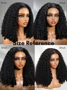 ALL READY WIG 混合纹理 Bye Bye Slip 7x5 蕾丝自然黑色杰瑞卷假发，发尾带有清晰的指旋卷，轻松打造逼真卷发，富有弹性，告别打结，预先修剪、拔毛、漂白，随时可用，透气帽适合所有头围，透明蕾丝，100% 真人发丝，新手友好 - SNatural - 查看 10