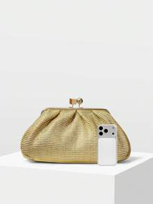 MOTF PREMIUM FASHION CLIP CLUTCH BAG, EXQUISITE PARTY PARTY AND DINNER BAG - Golden weave - View 4