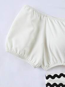 Franclia Đầm nữ mùa hè giản dị, tối giản, gợi cảm, hở vai, thắt eo, kiểu dáng buộc dây. - Màu be - Xem 5