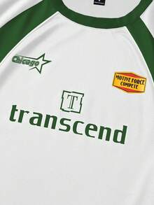 PAVTROS Set de 2 piezas Pantalones rectos casuales y deportivos con bloques de color y Camiseta con estampado de letras para hombre, Suéter de cuello alto para hombre, Conjunto de dos piezas para hombre - Verde - Ver 3