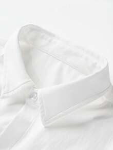 Manfinity Bizformal Camisa casual de manga larga con botones de unicolor para hombre - Blanco - Ver 4
