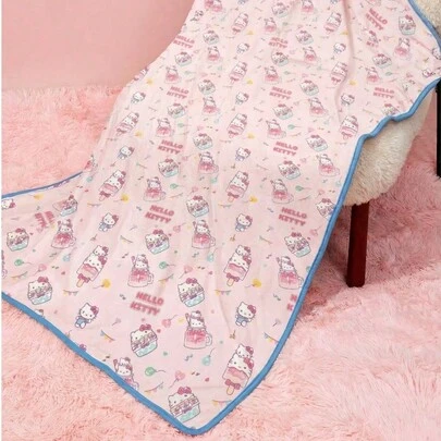 HELLO KITTY AND FRIENDS | Joivida 1条卡通法兰绒加厚毯 - 柔软、保暖、不易掉毛，Y2K可爱睡衣风格，多种尺寸可选，适合沙发、床和午睡