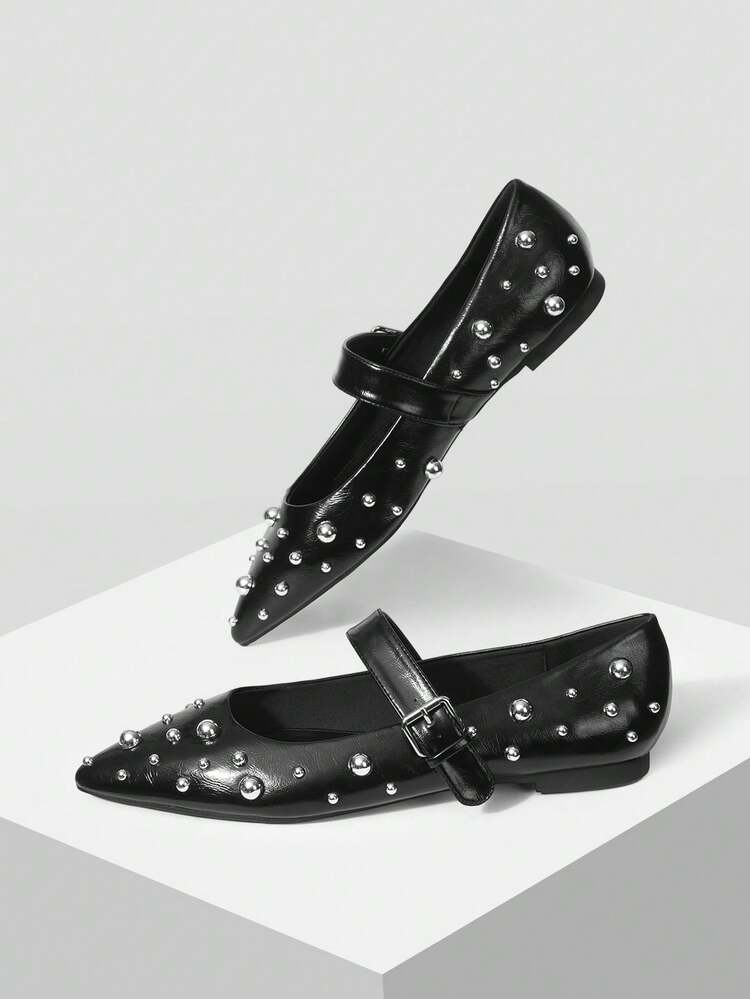 WOMEN'S CASUAL MARY JANE FLAT SHOES WITH RIVET DECOR SPRING SHOES