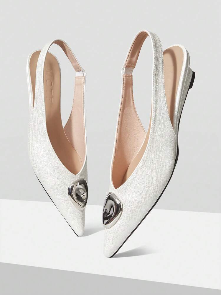 WOMEN'S ELEGANT DAILY SLINGBACK COMMUTE METAL DECOR WEDGE LOAFERS FOR CHRISTMAS SPRING SHOES