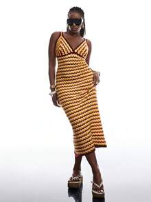 SHEIN EZwear 大码夏季度假钩针编织长款毛衣连衣裙 - 彩色 - 查看 11