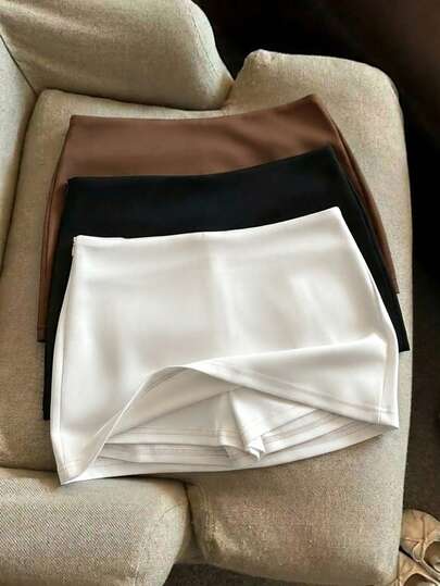 Franclia Váy ngắn quần short nữ màu trơn, kiểu dáng thường ngày, thích hợp cho mùa hè.