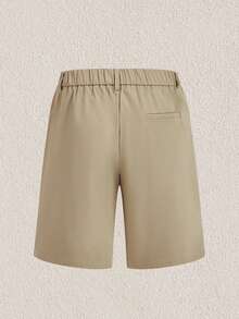 Mercer Haus Men's Casual Solid Color Shorts, Summer , Suitable For Summer Tropical Holiday Vacation In Hawaii. - Khaki - View 2