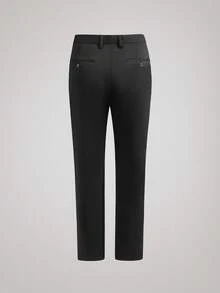 Officeau 男士常规版型直筒裤，斜插口袋，拉链门襟，适合春、秋、冬季穿着，商务休闲裤 - 黑色 - 查看 2