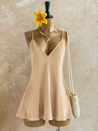 Roelina Vestido de tirantes sin espalda de unicolor casual, vestido casual para mujer para el verano, vestido beige para mujer, conjunto vintage elegante para mujer, conjunto de verano para mujer, vestido estilo bohemio chic para ropa de mujer