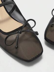 CUCCOO BIZCHIC Giày lười nữ đế bằng màu trơn, kiểu dáng thường ngày, có nơ trang trí, thích hợp cho dịp Giáng sinh. - Than chì đen - Xem 8