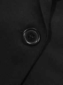 Franclia Áo blazer nữ mỏng, tay lửng 3/4, cổ ve lật, dáng rộng, không cài cúc phía trước. - màu đen - Xem 3