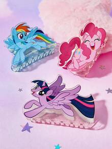 My Little Pony X SHEIN 时尚可爱卡通蓝色彩虹小马闪亮发夹，适合浓密头发，居家、沐浴、美容护理、盘发和造型都非常适用。 - 藍色 - 查看 5