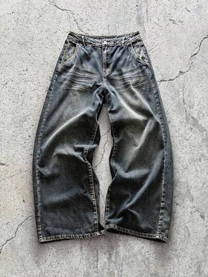 EVRINFINITE Quần jeans nam dáng suông rộng rãi, thoải mái, thích hợp mặc hàng ngày.