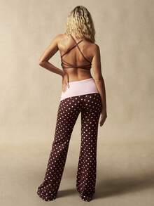 VARSITIE Women's Contrast Color Polka Dot Print Sports Pants - Multicolor - View 5