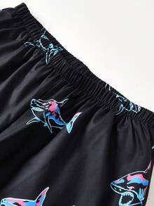 SHEIN 青少年男孩 2 合 1 鯊魚泳褲,休閒夏季街頭風海灘度假短褲,內襯式泳裝,適合衝浪、游泳、音樂節 - 彩色 - 查看 7