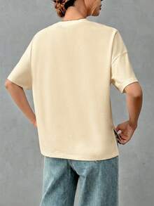 Camiseta holgada de estilo minimalista casual para mujer, con parte delantera corta y parte trasera larga, versátil para usar en la calle, adecuada para primavera y verano - Albaricoque - Ver 5