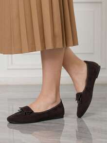 Sleekvia Women's Ballet Flats, Foldable Round Toe, Elegant And Comfortable Slip-On Dress Shoes - Coffee Brown - View 4
