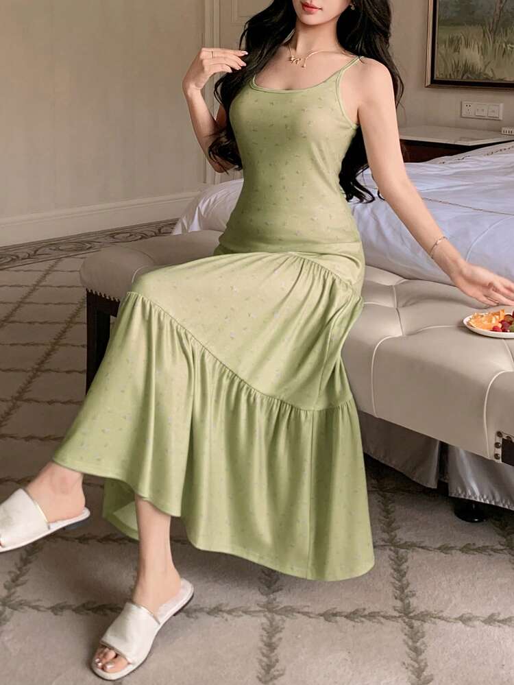 Vacation Style Ditsy Floral Spaghetti Strap Dress, Women Summer Sleepwear