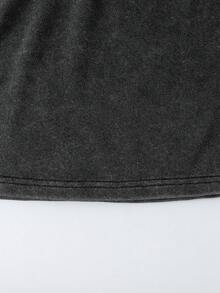 Bộ đồ thể thao mùa hè cho nữ tuổi teen, kiểu dáng thường ngày, cơ bản, phong cách đường phố gồm áo thun rộng vai và quần, chất liệu cotton nhuộm tie-dye. - Xám - Xem 3