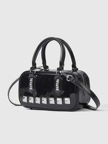 ROMWE Grunge Punk 1 女士朋克蒙古包铆钉风格手提包斜挎果冻包 - 黑色 - 查看 2