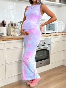 SHEIN 孕妇休闲扎染印花无袖连衣裙 - 彩色 - 查看 5