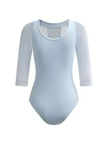 Menodora SHEIN Sport Menodora SHEIN Sport Women's Mesh Patchwork Leotard - Blue - View 2