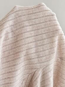 Easura Plus Size Women Fuzzy Striped Elastic Back Tie A-Line Tank Top, Spring/Summer - Khaki - View 7