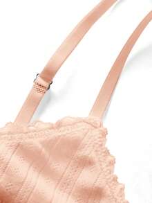Ocili Áo ngực nữ thoải mái, chất liệu cotton dệt kim, họa tiết jacquard, ren và nơ trang trí. - Màu be - Xem 11