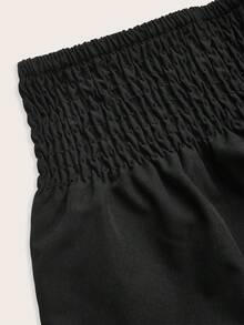 SHEIN VCAY Plus SummerDitsy Floral Print Slant Pocket Shorts - Black - View 8