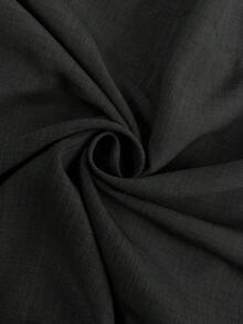 SHEIN Essnce 大码女装春夏时尚休闲宽松舒适日常基础款显瘦V领短袖露脐上衣和阔腿裤卡其色两件套，夏季服装，裤装套装，度假装 - 黑色 - 查看 7