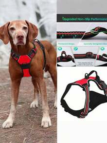 Cinto de Segurança para Cachorro Rabbitgoo, Colete Acolchoado e Reflexivo com 2 Clipes Ajustáveis de Cinto de Segurança, Arnês Respirável Sem Puxão com Alça para Cachorros Pequenos/Médios/Grandes - Multicolorido - Visão 4