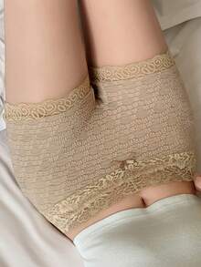 DAZY Lace Patchwork Sexy Sheer Fitted Leggings, Suitable For Spring And Summer - Apricot - View 3