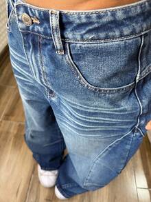 StreetHx 女士休闲日常口袋纽扣牛仔裤 - 藍色 - 查看 7