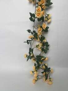 1件/2件 69头人造玫瑰藤蔓花环装饰花卉悬挂花园工艺品玫瑰常春藤植物，适用于婚礼拱门布置、情人节、礼物、生日毕业典礼 - 香檳色 - 查看 8