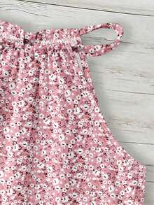 SHEIN LUNE Áo hai dây cổ yếm họa tiết hoa nhí dành cho nữ, thích hợp cho mùa xuân và mùa hè. - Nhiều màu - Xem 4