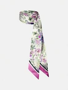 MOTF PREMIUM Polyester Floral Printing Multi-Functional Silk Scarf, Floral Small Streamer, Scarf, Belt, Bag Decoration - Multicolor - View 3