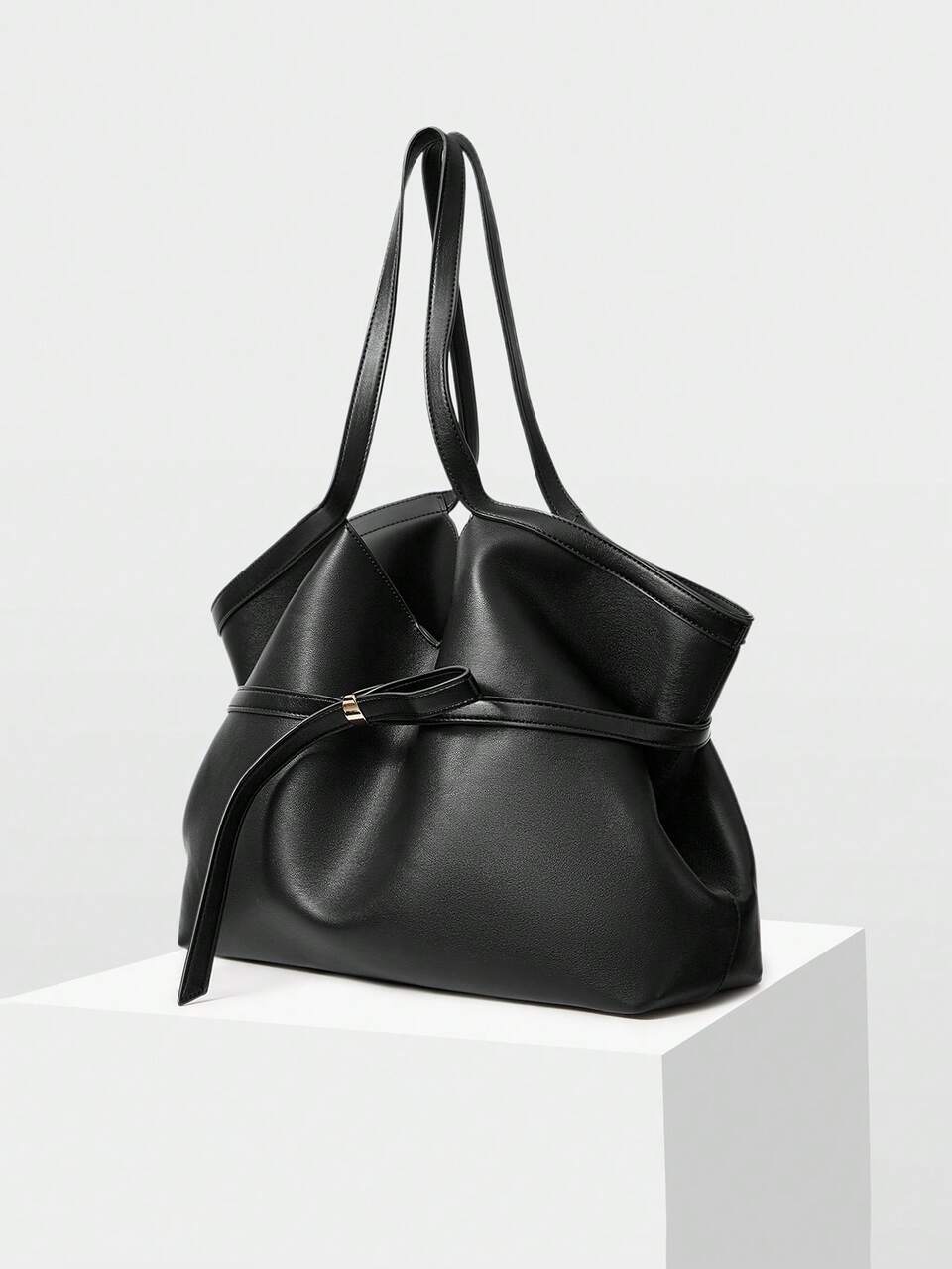 MOTF WOMEN'S FASHION CASUAL COMMUTE MINIMALIST VERSATILE LARGE CAPACITY BLACK HANDBAG