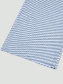 Sweetra Bộ đồ nữ 2 món: Áo hai dây hở lưng in họa tiết kẻ sọc và quần ống rộng có dây rút, kiểu dáng thường ngày. - Xanh và trắng - Xem 11