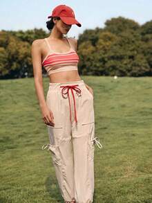 Medorelle Quần nữ có dây rút ở eo, có túi, kiểu dáng thường ngày, đa năng. - Nhiều màu - Xem 3