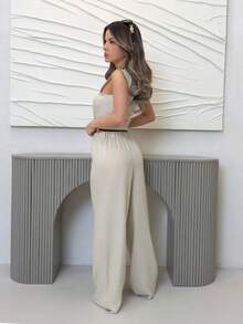 Jemour 女士日常两件套服装 - 杏色 - 查看 2