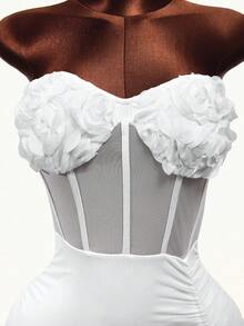 Mistrie Đầm trắng thanh lịch không dây vai dành cho nữ - trắng - Xem 3