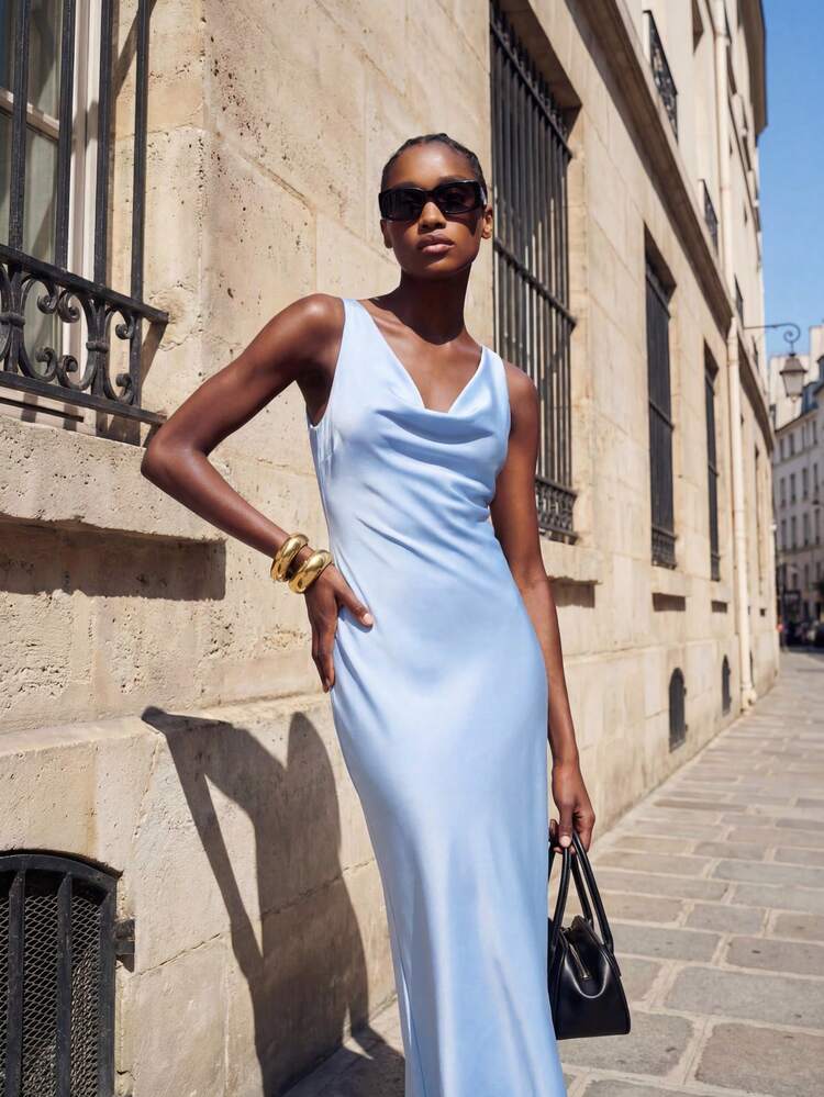 SHEIN Maija Outfit Deas For Dress,Women's Solid Color Backless Tie Neck Sleeveless Dress ,Elegant Party Dresses For Women ,Party Outfit ,Weddings & Events,Wedding Guest Party Dress,Prom Dress ,Elegant Dresses For Ladies, Formal Dress For Women ,Summer Outfit For Women, Weddings & Events ,Dress For Wedding Guest Women's Dress Women's Summer Dresses Yacht Dress Women Clothes Dress Backless Silk Dress