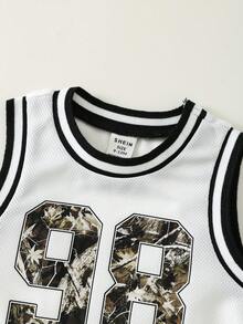 SHEIN 2件套男婴夏季休闲迷彩背心和迷彩短裤运动套装 - 彩色 - 查看 5