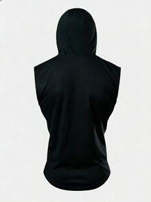 Manfinity Sport Corelite Men's Bull Print Drawstring Hooded Tank Top And Pants Sports Suit - Black - View 2