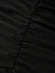 Franclia 女士优雅方领荷叶袖腰部拼接网纱刺绣3D立体花边连衣裙，适合春夏外出和约会 - 黑色 - 查看 8