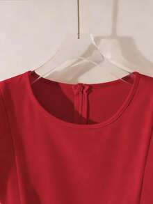 Vestido Corto Elegante y Romántico  para Vacaciones y Trabajo Diario para Mujer - Rojo - Ver 6