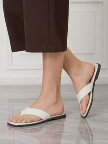Sleekvia Sandal Jepit Luar Ruangan Wanita Nyaman, Tahan Aus, Serbaguna, Terbuat dari Logam, Cocok untuk Musim Panas - Putih - View 5