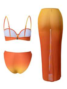 Swim Chiccia Women's Ombre Print 3 PiecesSwimsuit Set, Spring/Summer - Multicolor - View 6