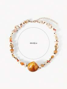 Opalesca Women's Fashion Necklace, Premium/Elegant/Noble/Everyday/Minimalist, Pearl/Crystal, Summer/Beach/Prom/Party/Vacation/Vacation, Engagement/Wedding/Commitment, Bride, Heart/Flower, Fairy/Mermaid Style (Shell-Shaped Stone Size And Quantity Are Random, Made By Length) - Multicolor - View 10